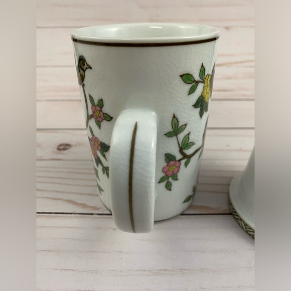 Pier 1 Imports Porcelain Tea Infuser Mug Birds & Blossoms Hand Painted NO LID - Picture 5 of 12